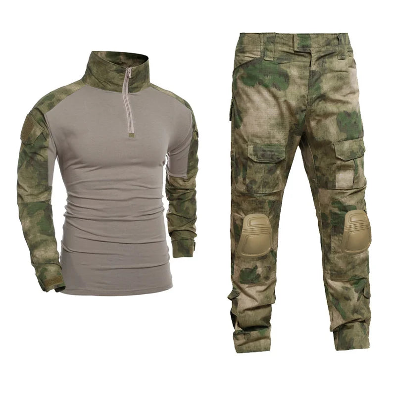Men Tactical Suits Outdoor Paintball Clothing Uniform Shooting Combat Camouflage Shirts Cargo Knee Pads Pants