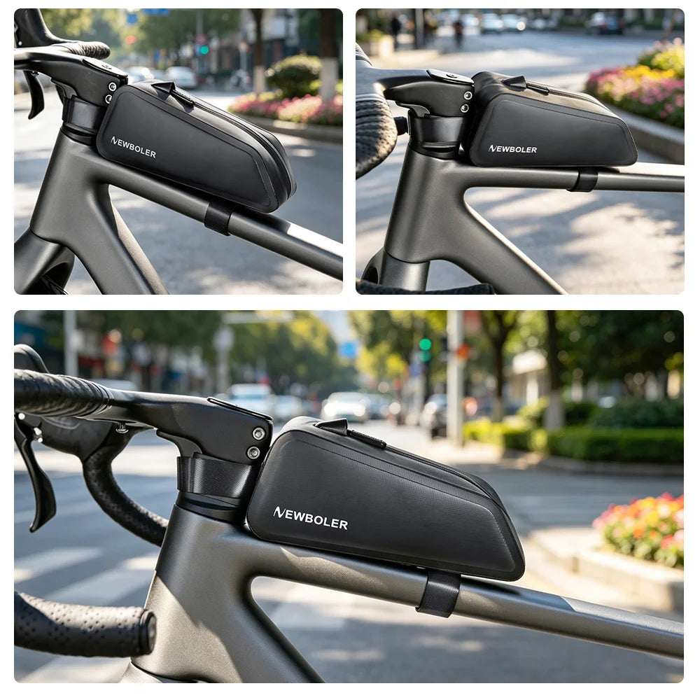NEWBOLER Bike Bag 1.5L Portable Frame Front Tube Cycling Bag MTB Road Bicycle Pannier Bag Large Capacity EVA Cycling Bag