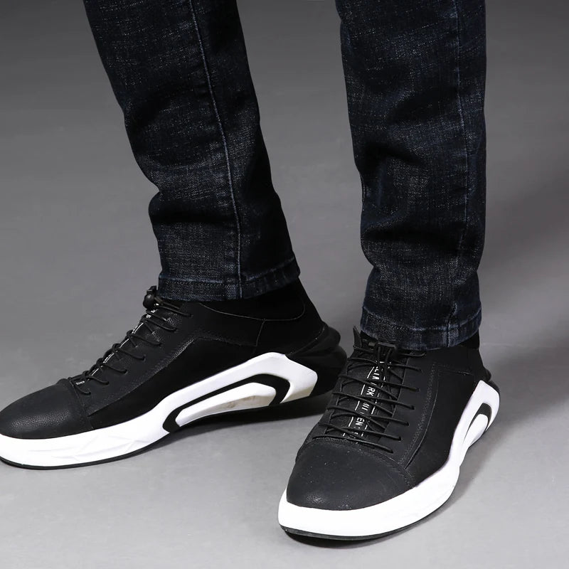 Winter Men Thermal Jeans Snow Warm Stretch Straight Jeans Man Fleece Denim Long Pants Narrow Leg Slim Fit Blue Black Trousers