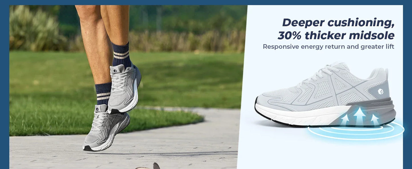 Fitville Newest Walking Shoes For Men Wide Width Thicker Cushioning Sneaker Bouncy Running Shoe Workout Gym Athletic