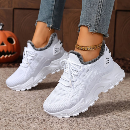 Sneakers Women's Winter Warm Sports Shoes Non Slip Soles Suitable for Cold Weather Outdoor Walking Sports Shoes Ladies Sneakers