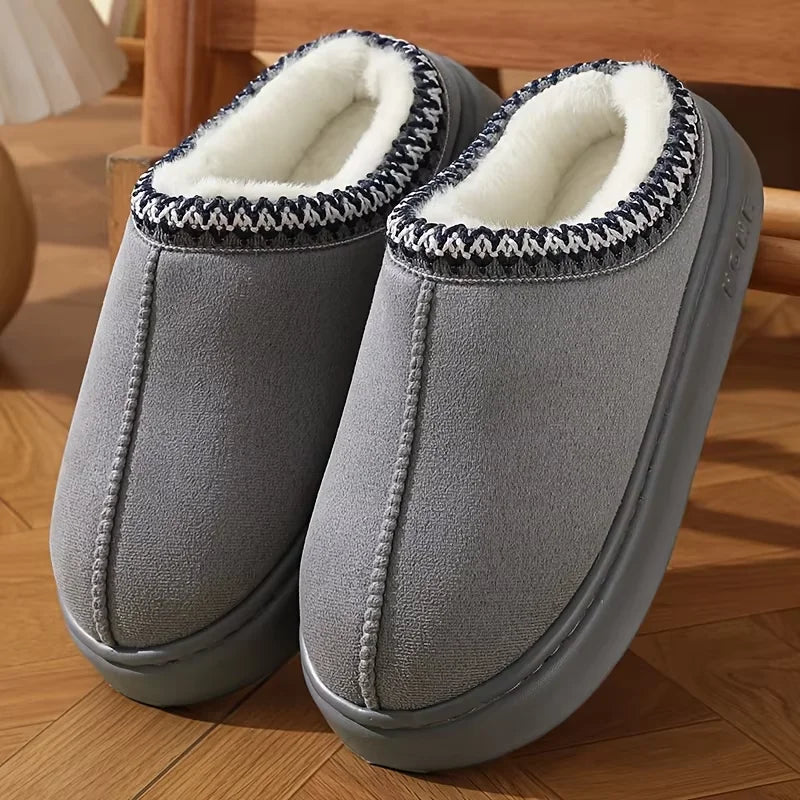 Women's Comfort Lined Slippers Soft Sole Winter Warm Indoor Outdoor Shoes Elegant Couple Slippers
