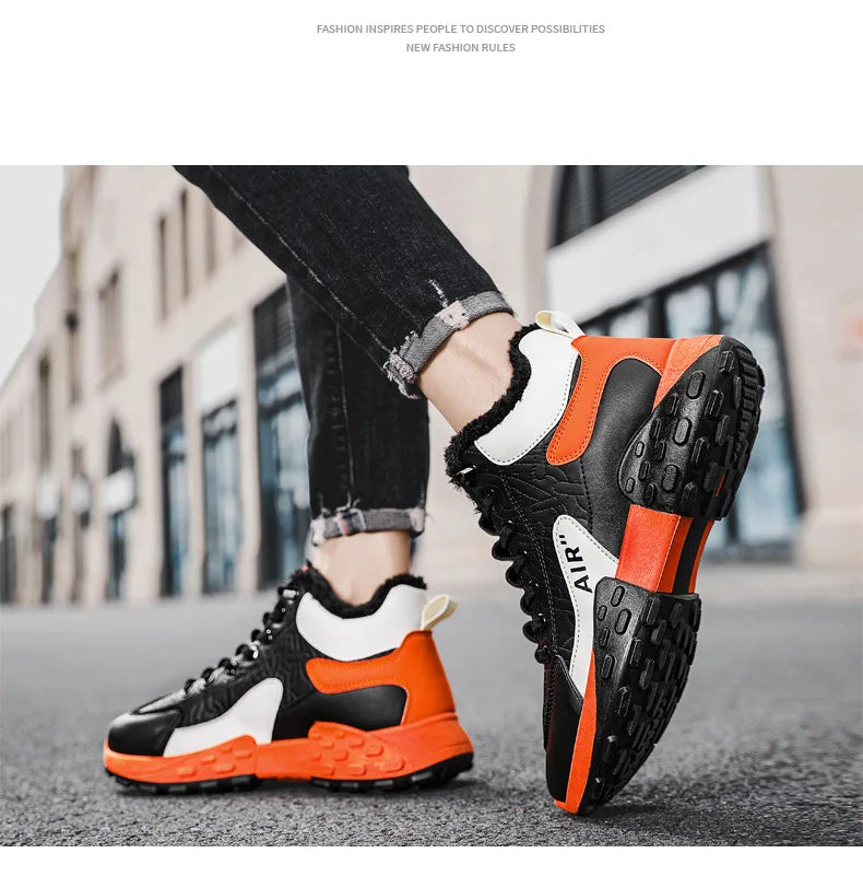 Men Platform Warm Cotton Shoes Male Thick Sneakers Winter Vulcanized Shoes Men Fashion Casual Running Shoe High Top Snow Boots