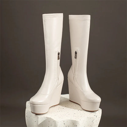 Big Size 35-43 Brand New Ladies Platform Ankle Boots Fashion Zip Wedges High Heels Boots Women 2022 Party Office Shoes Woman