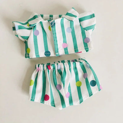 For 15/17cm 3.0 labubu doll cothes Swimsuit Beach skirt beach striped floral shirt shorts For ropa labubu outfit Decorations