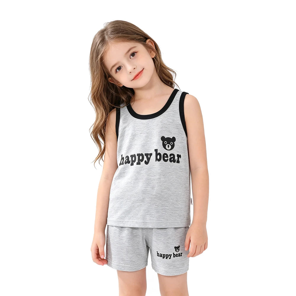 Fashion Kids Clothes Boys Girls Sets Top Shorts 2PCS 100% Cotton Soft Summer Children Baby Cloths T-shirt Shorts Toddler Suit