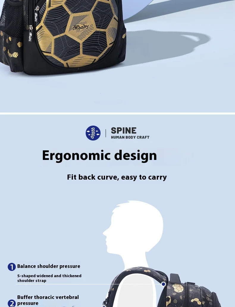 Football School Bags for Boys Shoulder Backpack Bagutte Children Spinal Protection Light Big Capacity Waterproof Backpack Kids