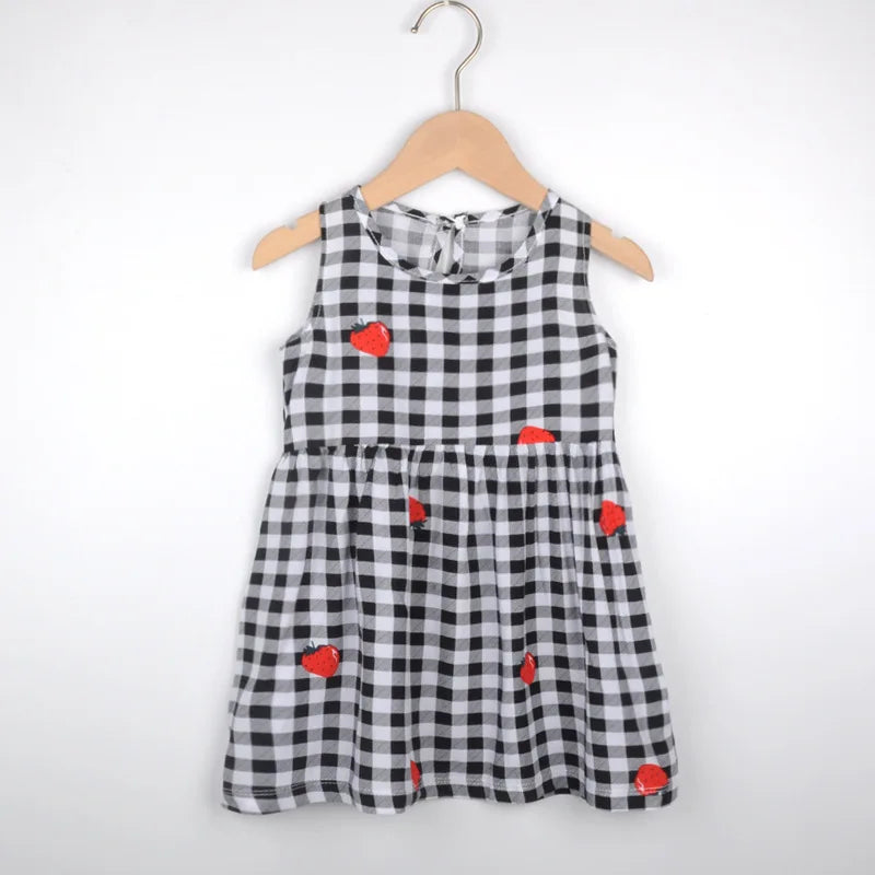 Girls Casual Dresses Flower Printing Sleeveless Casual Dress Toddler Clothes Flower Girl Dresses 2 To 8 Years