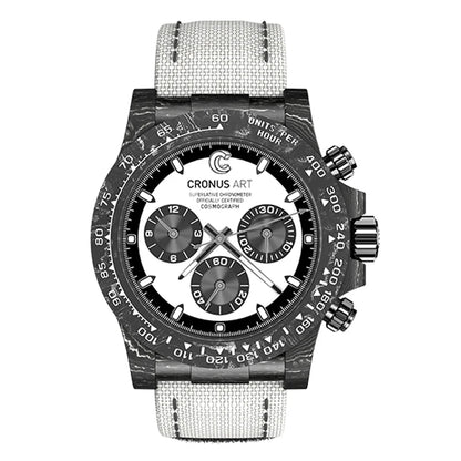 CRONUSART Men Chronograph Watch Pilot 40mm Automatic Mechanical Wristwatch Carbon Fiber Case Luminous Sapphire Mirror