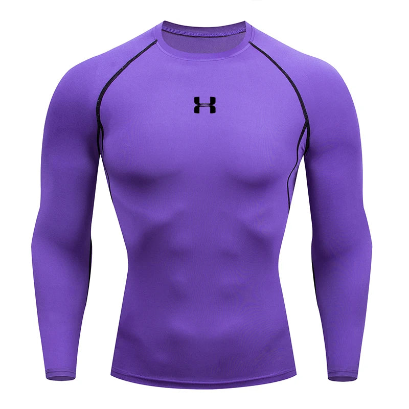 Men's Compression Long Sleeve Shirt Quick Dry Muscle Fit Athletic Top for Workout Training Bodybuilding Running Fitness Sports