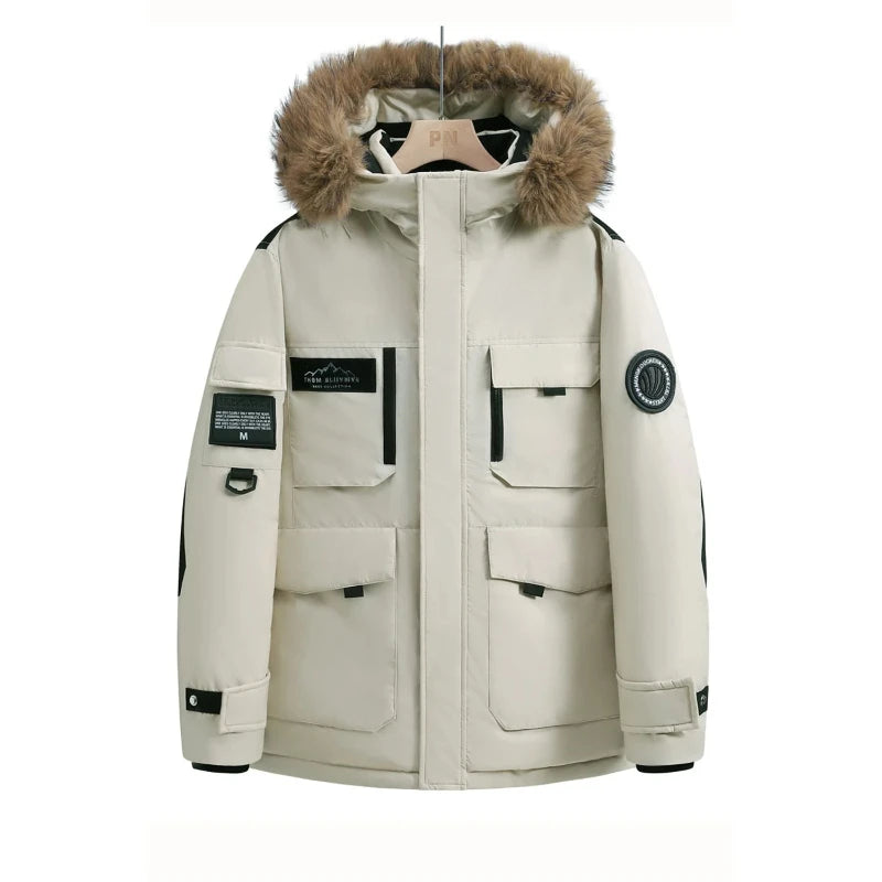 New Winter Down Jackets for Men Hoods and Fur Collars New High-quality Waterproof Windproof Down Coat for Men Women Warm Parkas