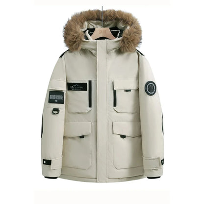 New Winter Down Jackets for Men Hoods and Fur Collars New High-quality Waterproof Windproof Down Coat for Men Women Warm Parkas