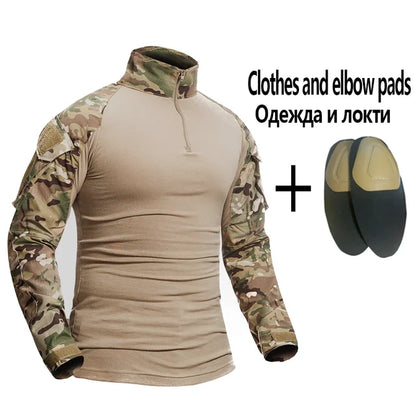 Men Tactical Suits Outdoor Paintball Clothing Uniform Shooting Combat Camouflage Shirts Cargo Knee Pads Pants