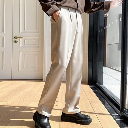 Brown Black Suit Pants Men Slim Fit Fashion Social Mens Dress Pants Korean Casual Straight Pants Mens Office Formal Trousers