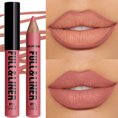 Waterproof Matte Lipliner Pencil Brown Contour Tint Lipstick Pen Long Lasting 12 Color Wooden Lip Liner Pencil Full-lip Makeup