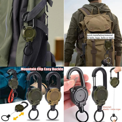 Anti Lost Sporty Retractable Elastic Keychain Automatic Retractable Wire Rope Antitheft Easy-to-pull Buckle Rope Key Ring