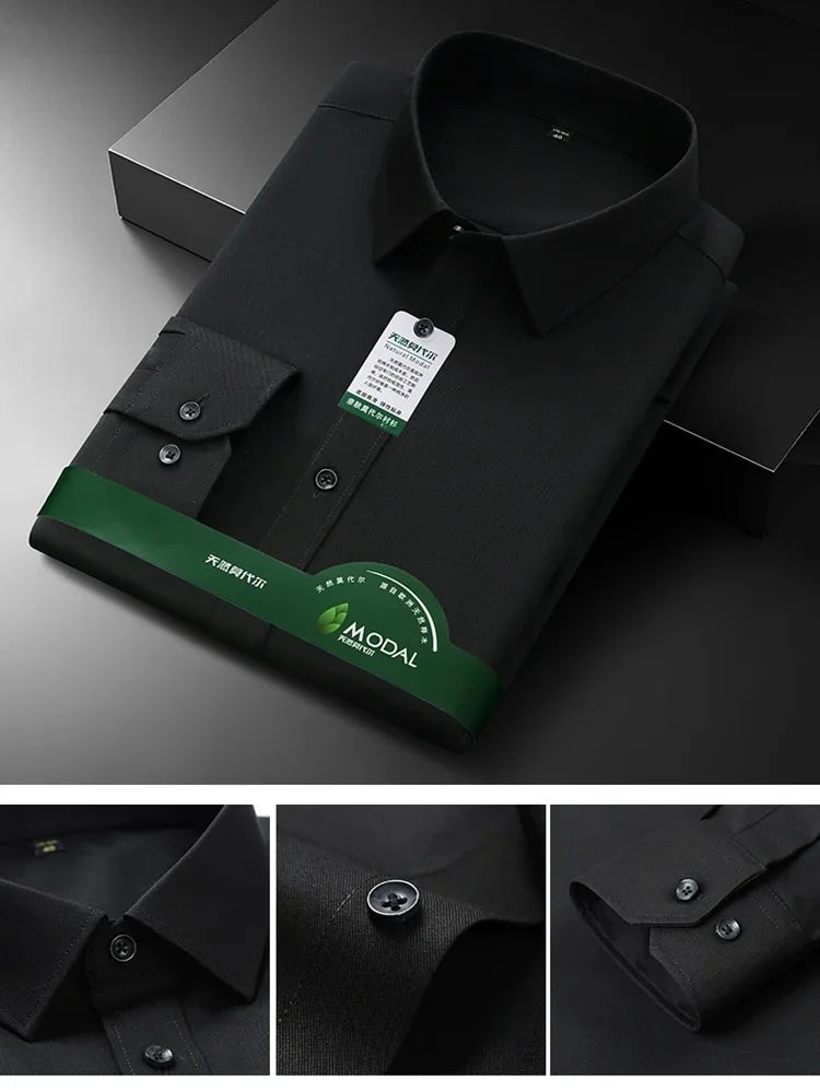 New Quality Anti-Wrinkle Men Shirt Long Sleeves Dress Shirts For Men Slim Fit Camisa Social Business Office White Shirt 5XL