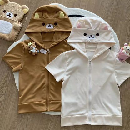 Y2k Harajuku Streetwear Hoodies Women Japanese Style Kawaii Sweet Cute Cartoon Print Zipper Sweatshirt Soft Girl 2026 Jacket