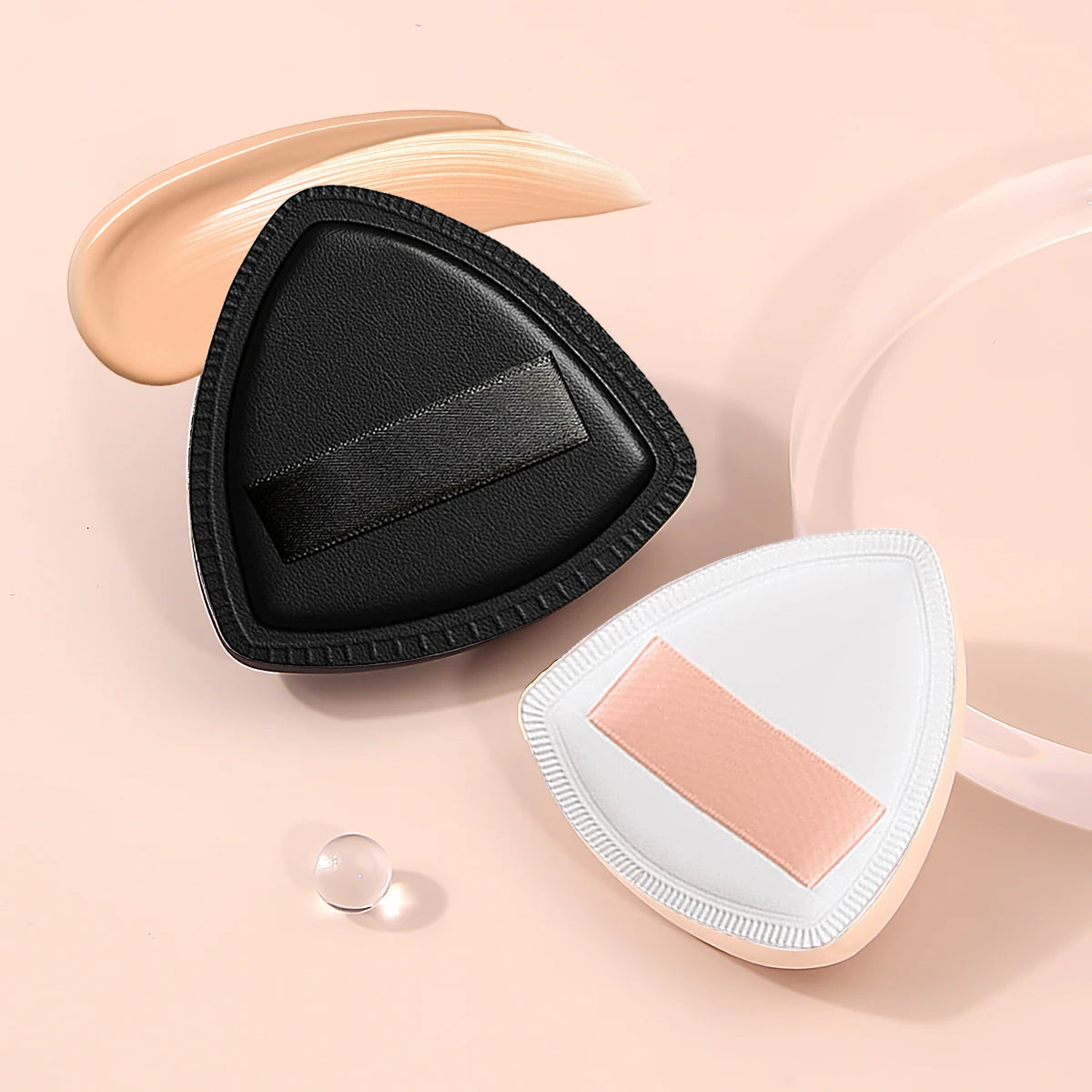 2PCS Super Soft Marshmallow Powder Puffs for Wet and Dry Use for Daily Makeup Touch-ups, Black and White Sponge Powder Puffs