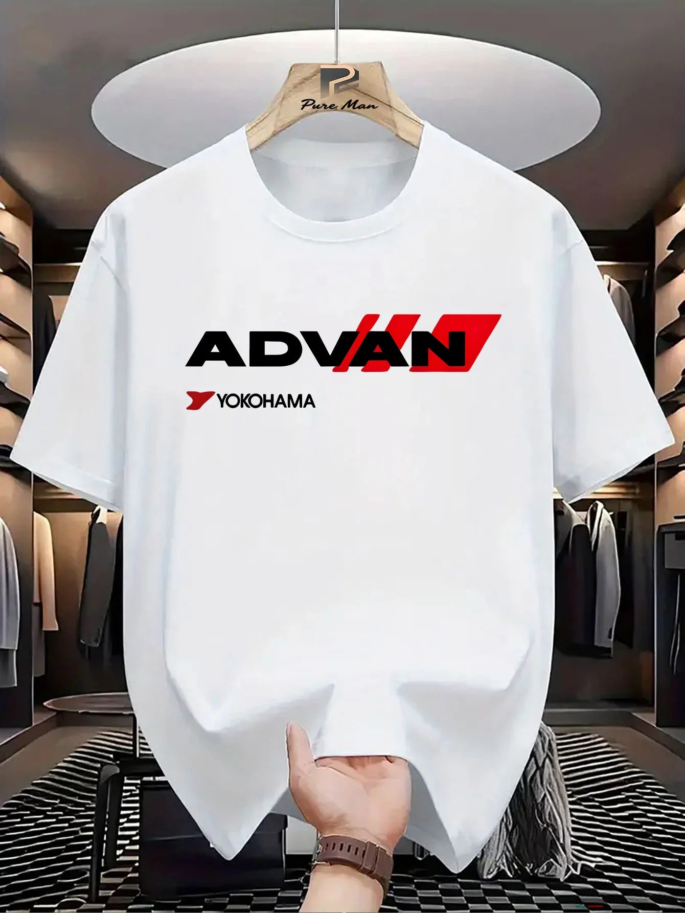 100% cotton men's casual loose T-shirt breathable and fashionable letter pattern printed short sleeved round neck top