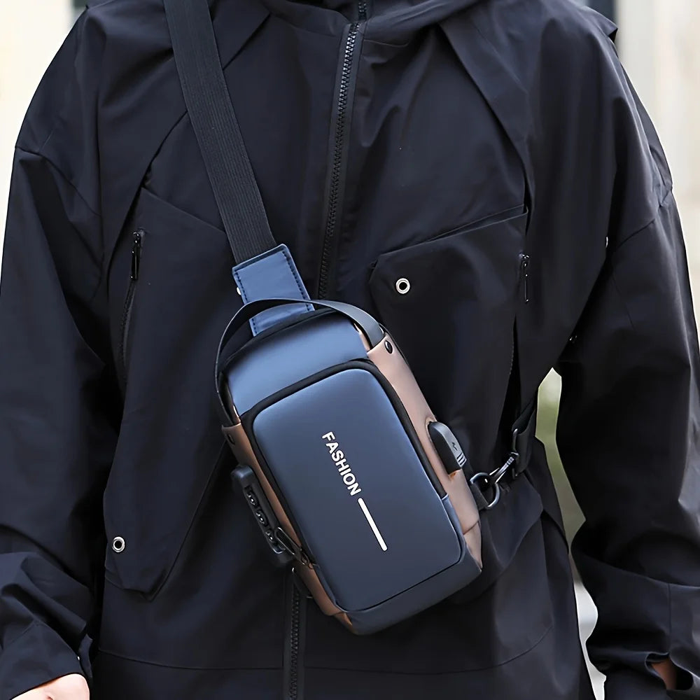 Stylish Men's Sling Bag - Durable Oxford Fabric, Crossbody Chest Pack with Phone Pocket, Zip Closure for Daily Commute