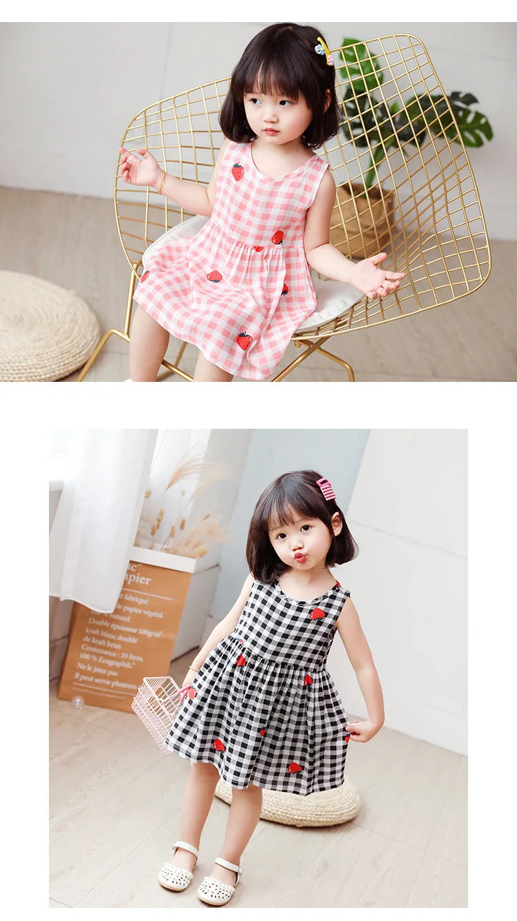 Girls Casual Dresses Flower Printing Sleeveless Casual Dress Toddler Clothes Flower Girl Dresses 2 To 8 Years