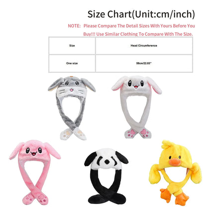 Cute Bunny Hat Ear Moving Jumping Hat Plush Rabbit Hat Cute Cap For Girls Children'S Hats