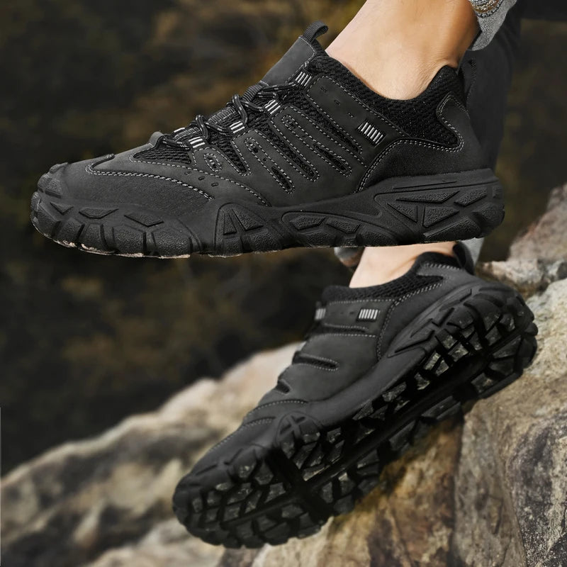 Retro Style Men's Outdoor Hiking Shoes Durable Waterproof Trekking Sneakers Non-Slip Sole Trainers Male Mountain Travel Footwear