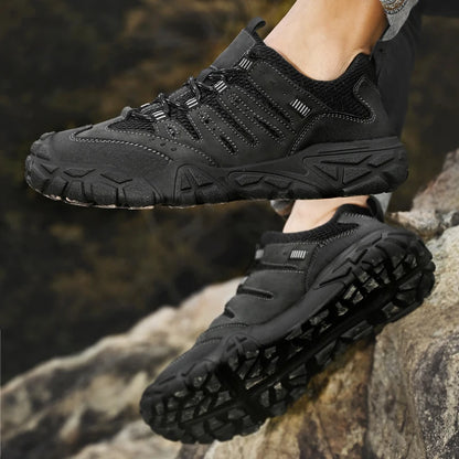 Retro Style Men's Outdoor Hiking Shoes Durable Waterproof Trekking Sneakers Non-Slip Sole Trainers Male Mountain Travel Footwear