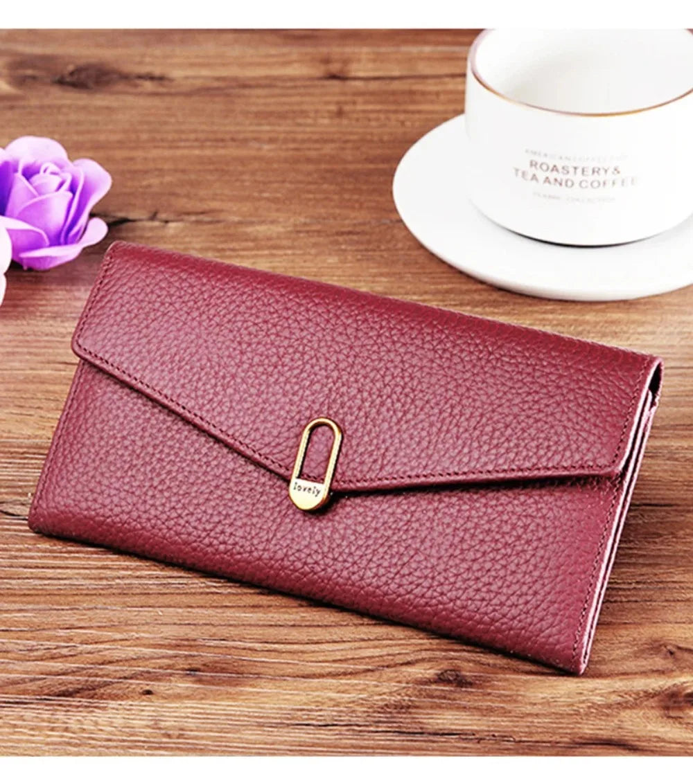 Genuine Leather Women's Wallets	Long Handbags Luxury Designer Purses for Women Credit	Card Holder Wallet Carteras Para Mujer