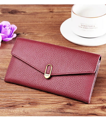 Genuine Leather Women's Wallets	Long Handbags Luxury Designer Purses for Women Credit	Card Holder Wallet Carteras Para Mujer