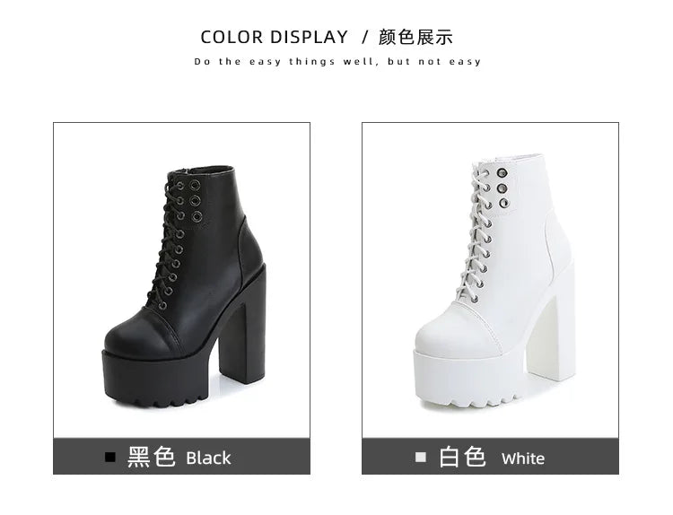 Female Boots Boots For Women Autumn Platform White Black Chunky Super High Heels Ankle High Quality Shoes Woman 2023 Brand New