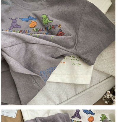 2025 Cartoon Baby T-shirts Korea Style Children's Baby Short Sleeve Printing Tees For Boys Girls