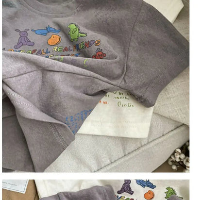 2025 Cartoon Baby T-shirts Korea Style Children's Baby Short Sleeve Printing Tees For Boys Girls