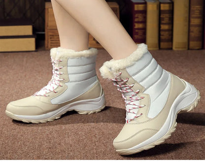 Women's Boots Women Heels Boots For Winter Shoes Woman Keep Warm Fur Botas Mujer 2025 Snow Boots Platform Shoes White Black Boot