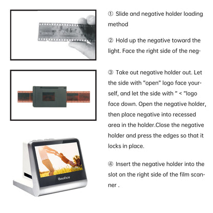 Bisofice Film and Slide Scanner 5'' LCD Screen for 135 Film/126KPK /110 Film/Super8/ Monochrome/Slide to Digital JPEG Photos