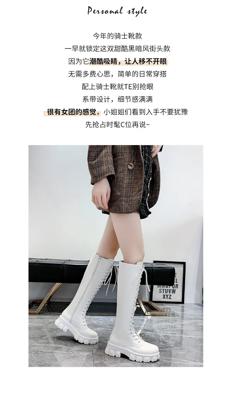 High Boots for Women 2025 New Women's Boots Fashion Womens Casual Shoes Wear-resistant Non-slip Women Platform Shoes Botas Mujer
