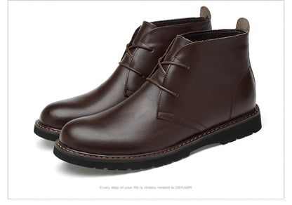 DEKABR Autumn Winter Warm Fur Ankle Boots Business Genuine Leather Mens Boots New Comfortable Soft Handmade Plus Size 48