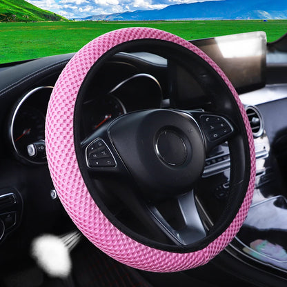 Summer Four Seasons Breathable massage comfortable mesh cloth car steering wheel cover women's car accessories black