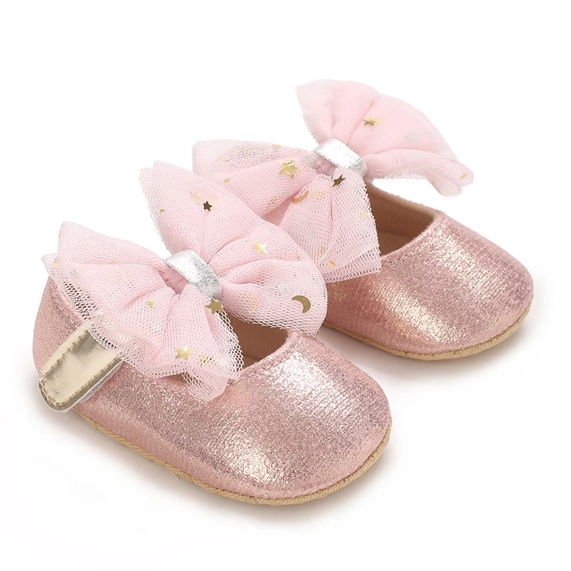Cute Girl 0-18M Baby Shoes Pink Theme Bow Princess Shoes Spring and Autumn Soft Sole Lightweight Garden Shoes Casual Shoes