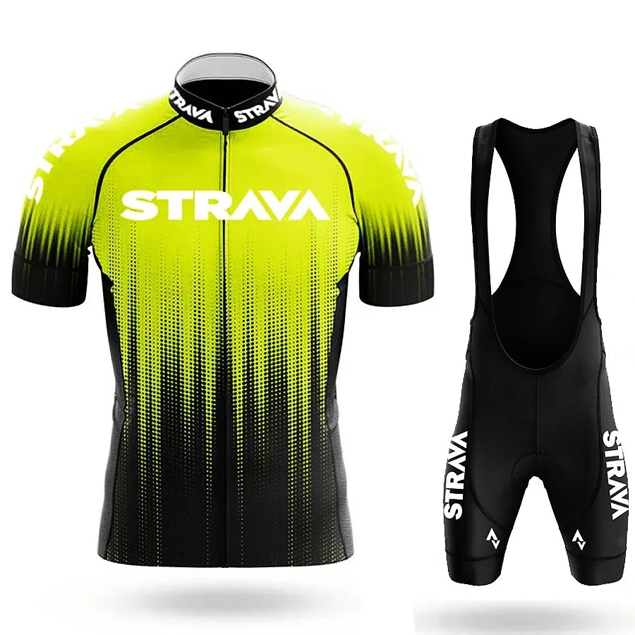 Strava Men's Cycling Outfit Bicycle Shorts Road Bike Sports Set Mountain Cycle Jersey Breathable Summer Clothing Pro Uniform