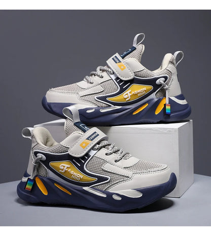 Kid Sneakers Sport Shoes for Boys Fashion Leather Children Breathable Mesh Comfort Shoes Casual Walking Outdoor Running Shoes