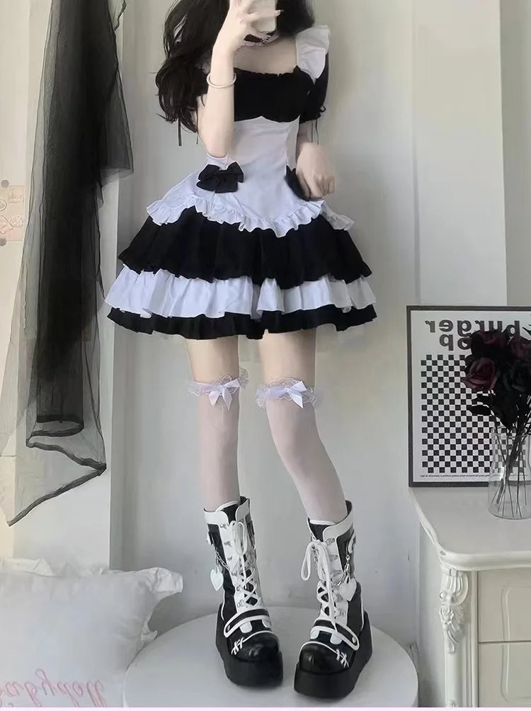 New Gothic Platform Shoes Women's Boots Vampire Role Play Womens Mid-calf Boots Lace Up Wedges Punk Style Botines Para Mujeres