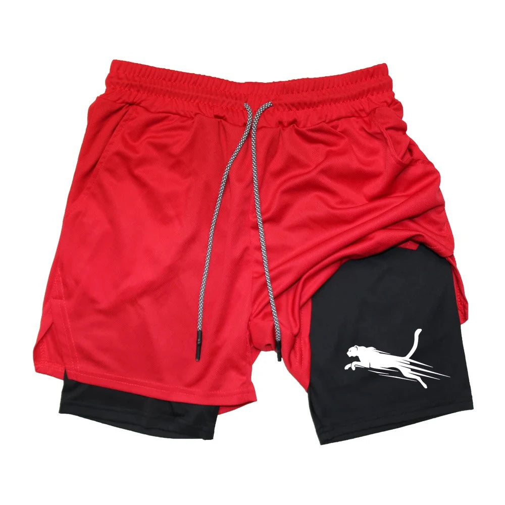Summer Men's Gym Fitness Workout Shorts Quick-drying Two-in-one Sports Compression Double-layer Shorts Casual Daily M-3XL