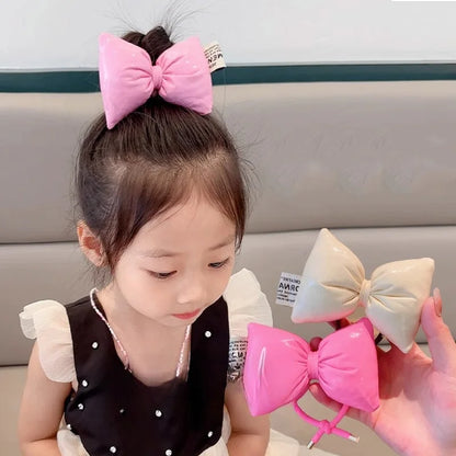 Large Bow Children Hair Rope Pink Red Princess Rubber Bands Headwear Baby Girl High Ponytail Holder Ropes Kids Hair Accessories