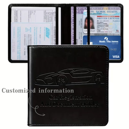 Customized name Car Registration Insurance Wallet Organizer with Multiple Compartments Driver’s License, Vehicle Registration