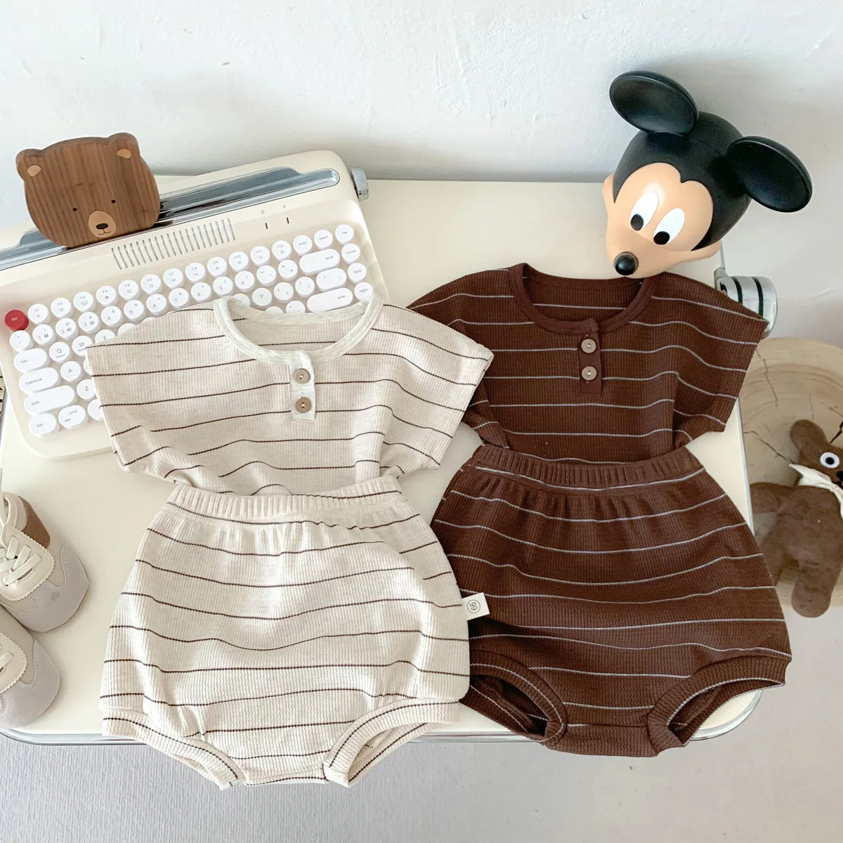 Summer Baby Girls Clothes Set Stripe Boys Infant Clothing Set Top PP Shorts Suit 2PCS Outfits Toddler Baby's Leisure Sports Set