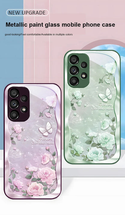 Butterfly shell pollen for Samsung Galaxy S10 4G S20 11E 30 S21 21Fe 22 S24 Pro S23 Ultra 5G S8 S9 Tempered glass phone case