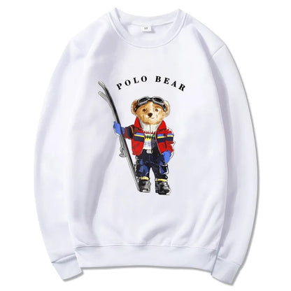 Men's casual and comfortable pullover, fashionable and versatile hooded sweatshirt with teddy bear pattern, sports shirt