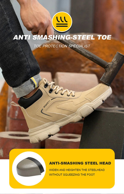 Men Steel Toe Safety Work Boots Indestructible Construction Safety Boots Puncture Proof Male Work Shoes Protective Footwear